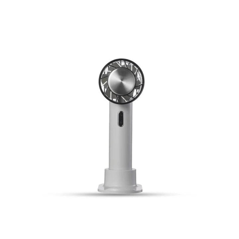 Quiet mini USB desktop air cooler fan, 3 speed, rechargeable, provides personal cooling for office, home, or bedroom.