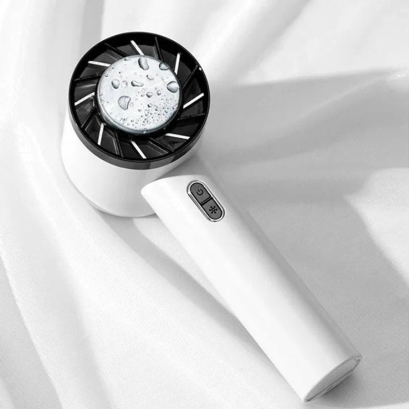Efficient personal mini air cooler fan, USB rechargeable with 3 speeds, perfect for desktop use at work or home.