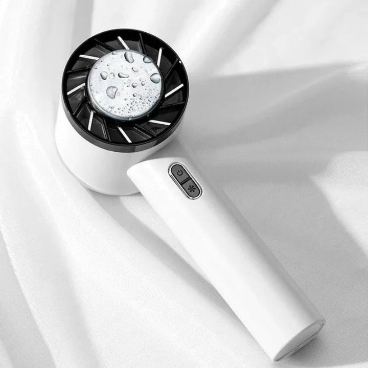 Efficient personal mini air cooler fan, USB rechargeable with 3 speeds, perfect for desktop use at work or home.