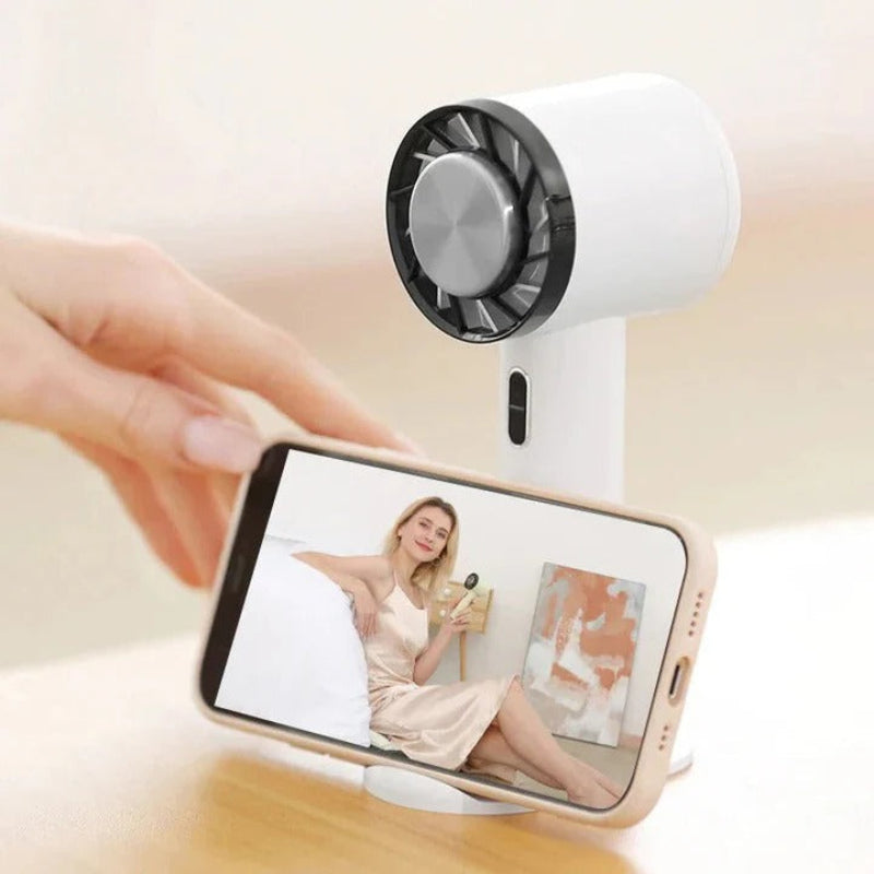 Mini portable air cooler fan with USB charging, 3 adjustable speeds, perfect for personal, quiet desktop cooling.