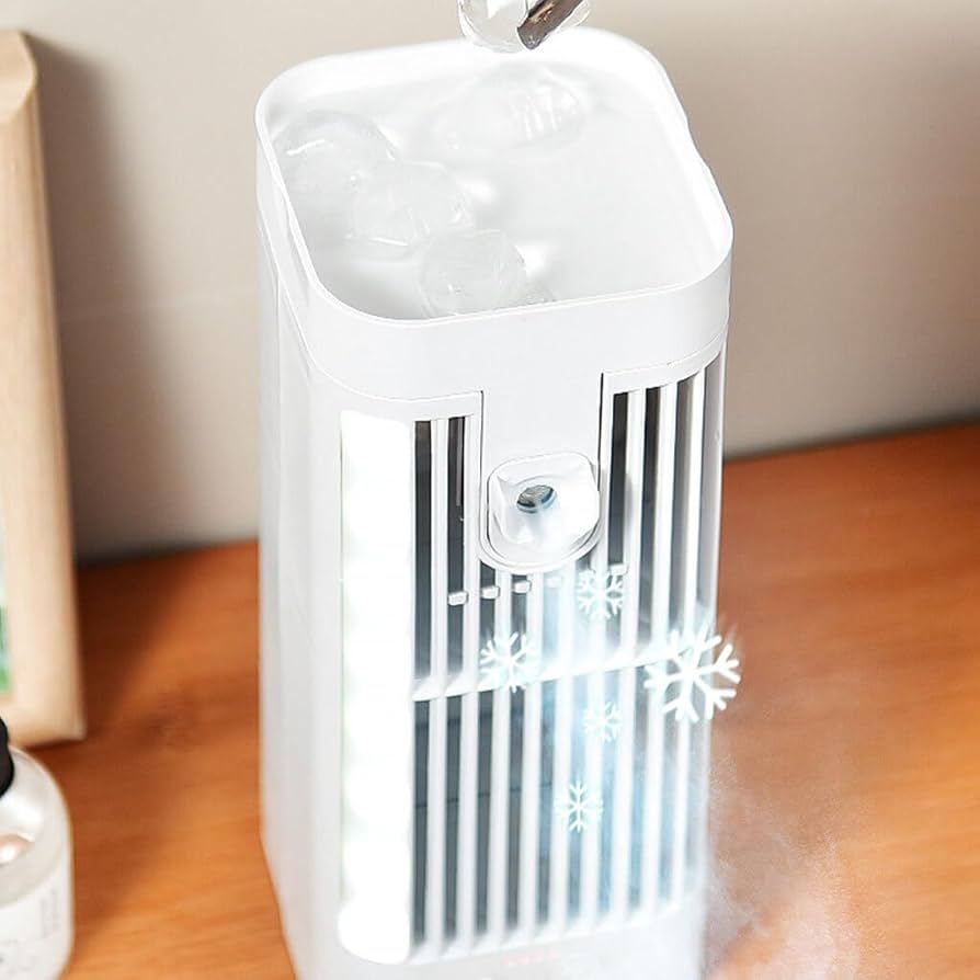 Versatile portable fan: USB powered, 3-speed cooling mist, and soothing night light for home or office.