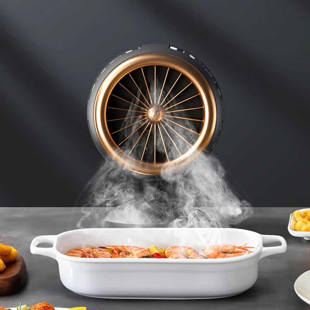 3-speed portable USB fan for kitchen smoke extraction. Keeps small kitchens, dorms, RVs fresh during cooking.