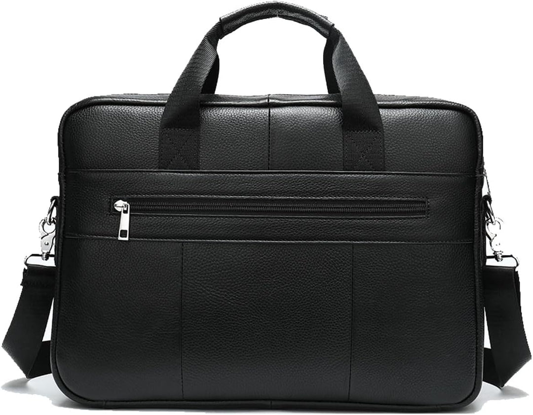 Stylish men's leather laptop briefcase. 15-inch computer bag with multiple organizer pockets for business.