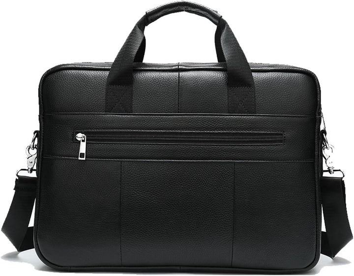 Stylish men's leather laptop briefcase. 15-inch computer bag with multiple organizer pockets for business.