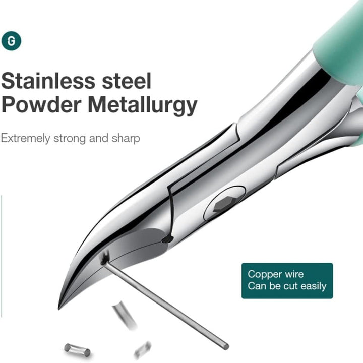Precision toenail clipper for seniors, ideal for thick and ingrown nails. Durable stainless steel nail care tool.