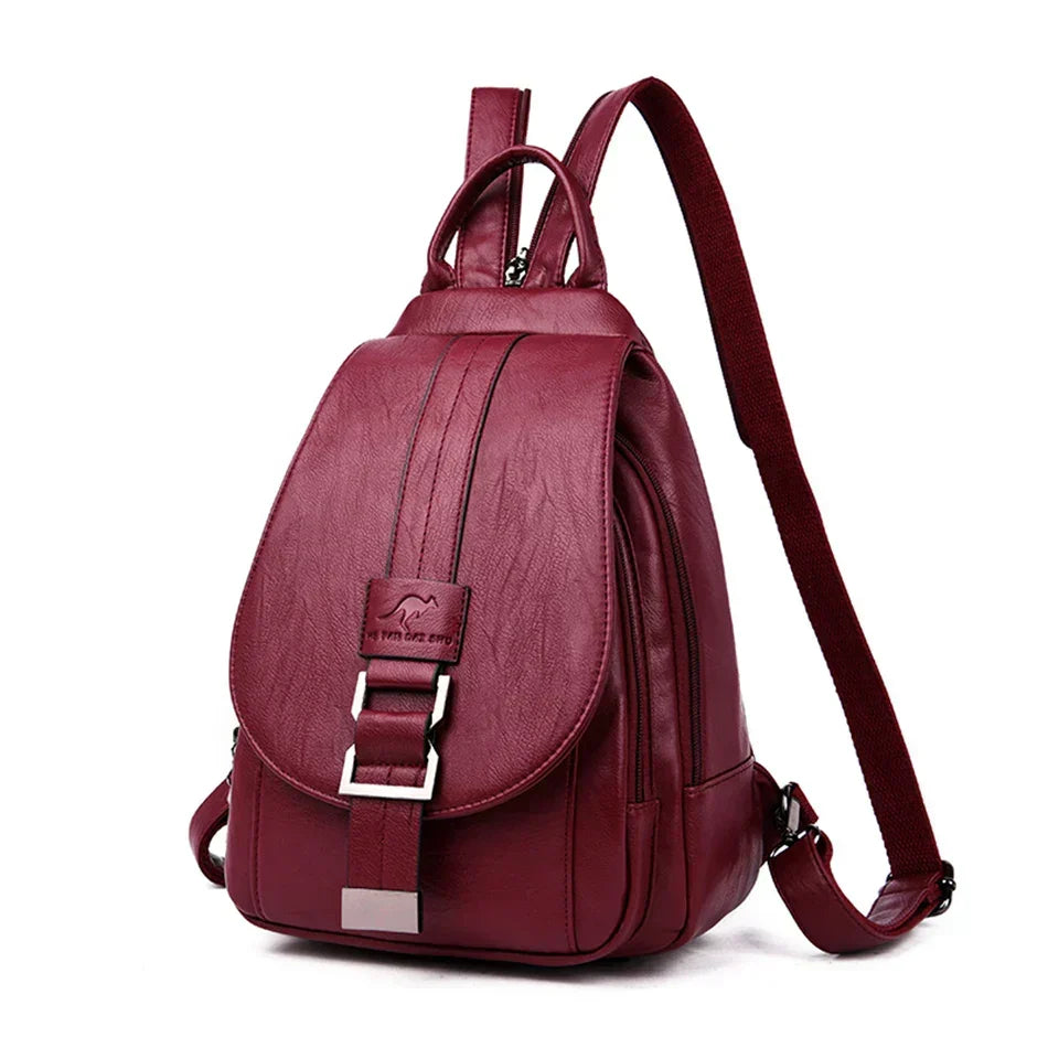 Premium water-resistant sheepskin leather backpack for women. Stylish & durable everyday carry fashion bag.