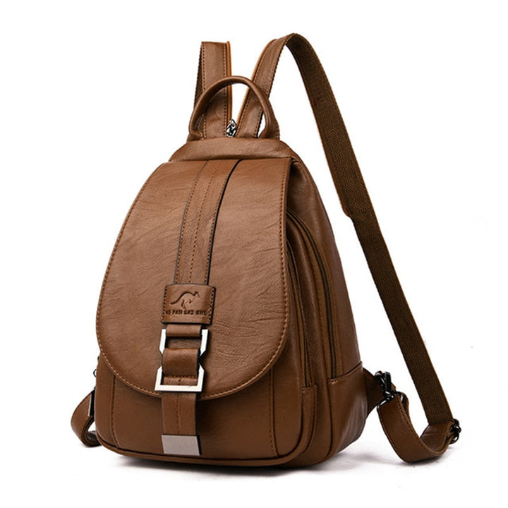 Women's luxury water-resistant leather backpack for urban commuting. A chic and practical fashion bag.