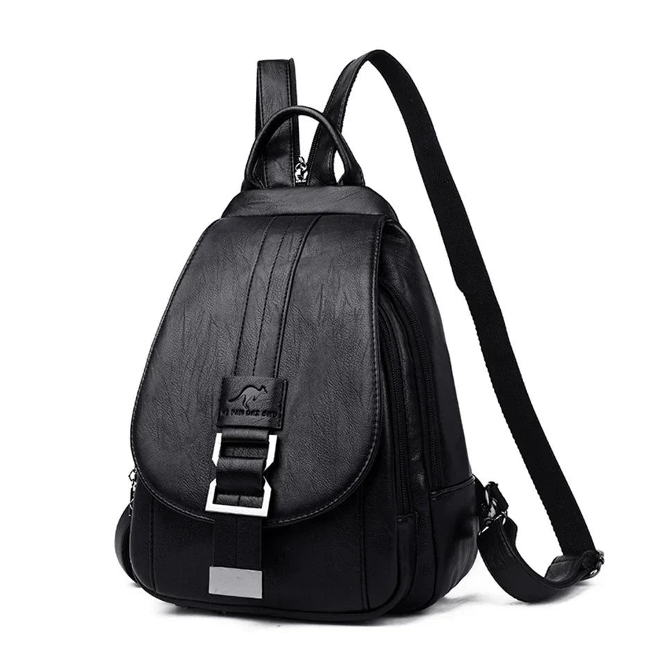 Luxury women's water-resistant sheepskin leather backpack. Perfect fashion bag for travel and daily use.