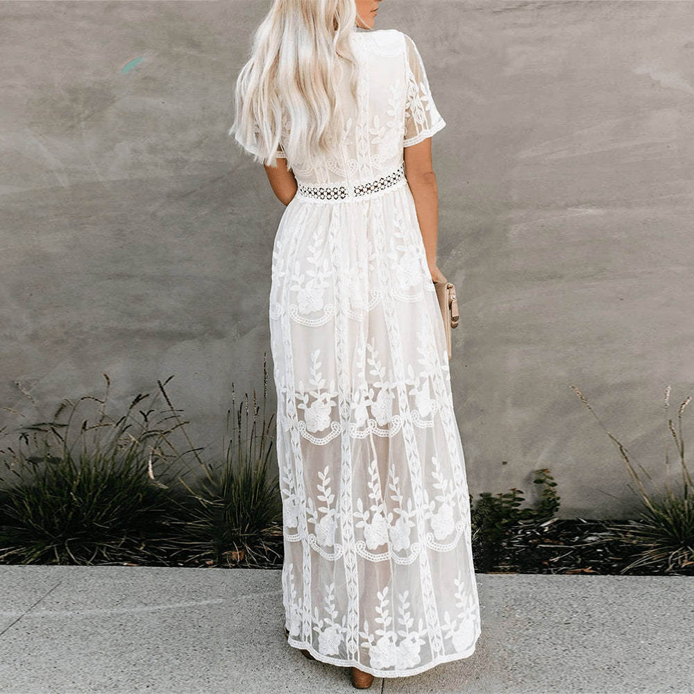 Stylish women's flowy maxi dress, a versatile piece for both casual and elegant summer outfits.