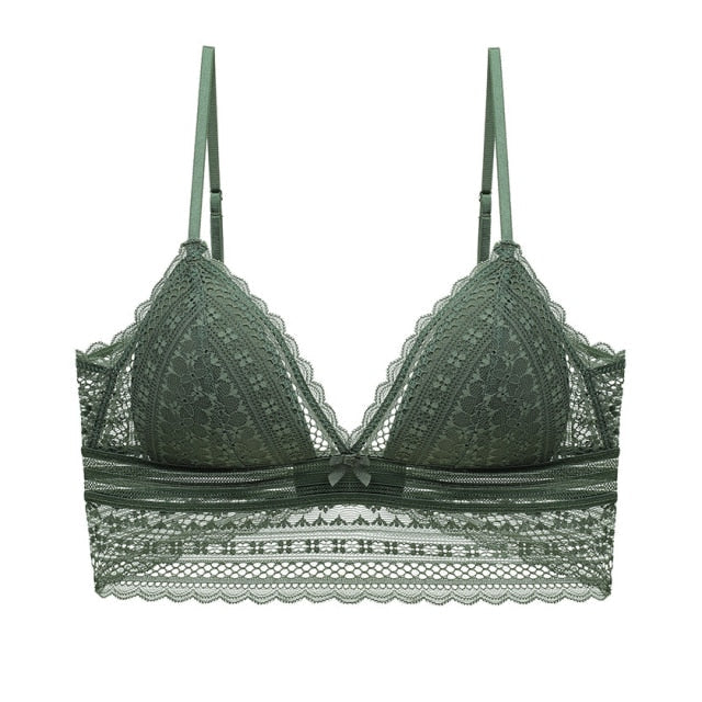 Comfortable women's lace backless triangular bra, a chic piece of elegant intimate lingerie.