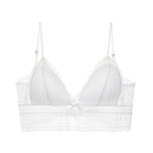 Women's comfortable lace triangular bra, elegant backless design for intimates.