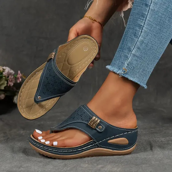 Ergonomic orthopedic wedge sandals for women. Provides superior foot support & comfort for daily walking.