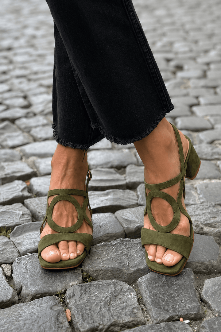 Versatile women's vibrant heeled sandals. Perfect for summer parties & vacations. Elegant block heel, comfortable open toe.