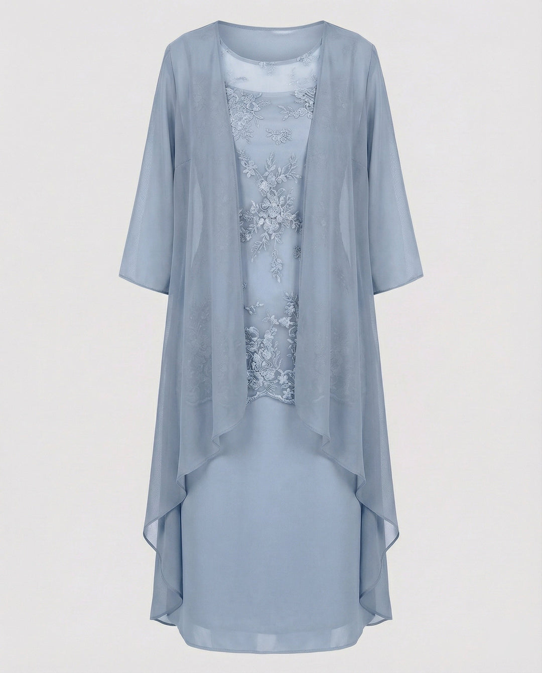 Women's elegant 3/4 sleeve two-piece set, featuring stylish patchwork. A comfortable complete outfit for summer fashion.