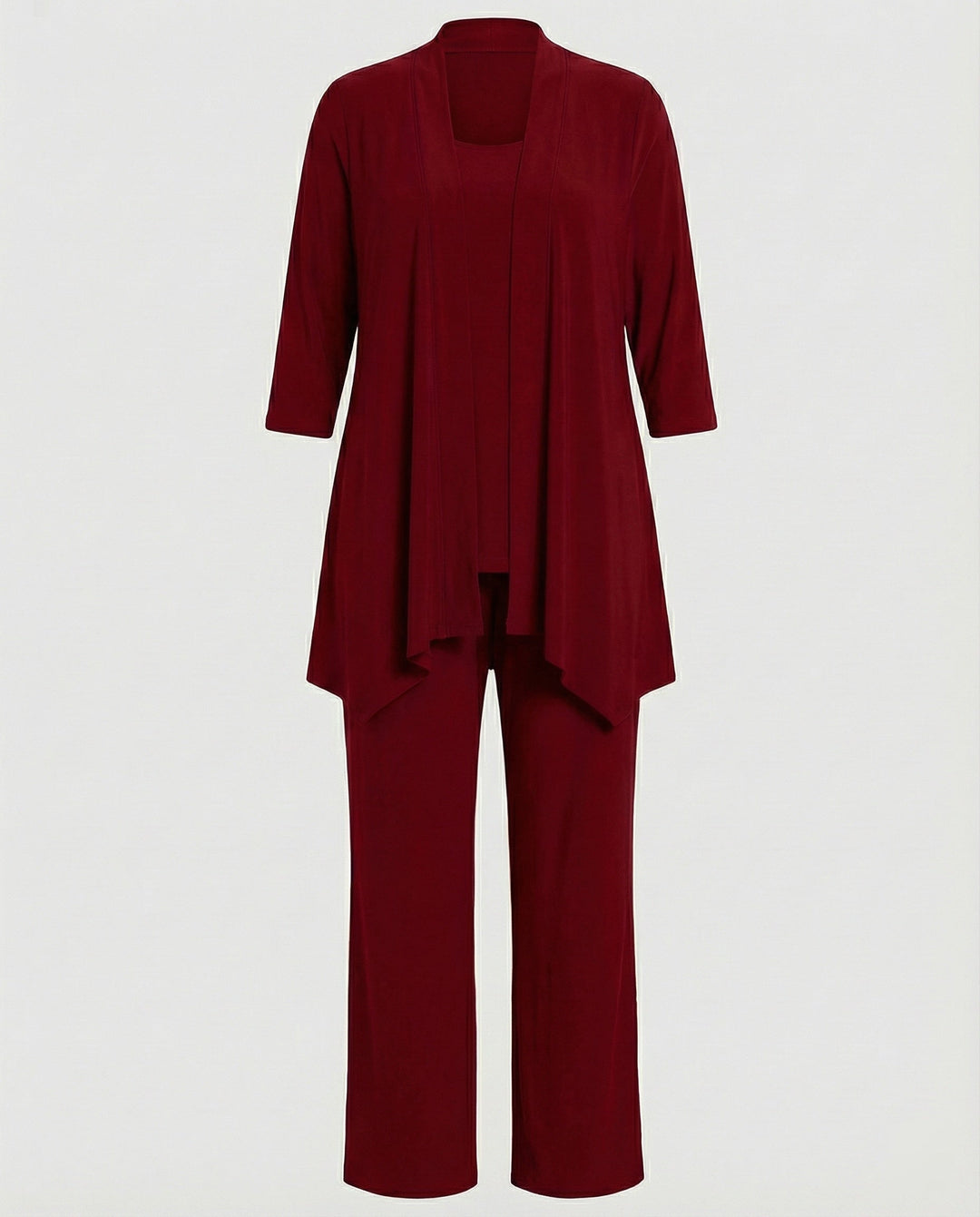 Women's tailored three-piece suit set in a chic style, perfect for professional wear & elegant event fashion.