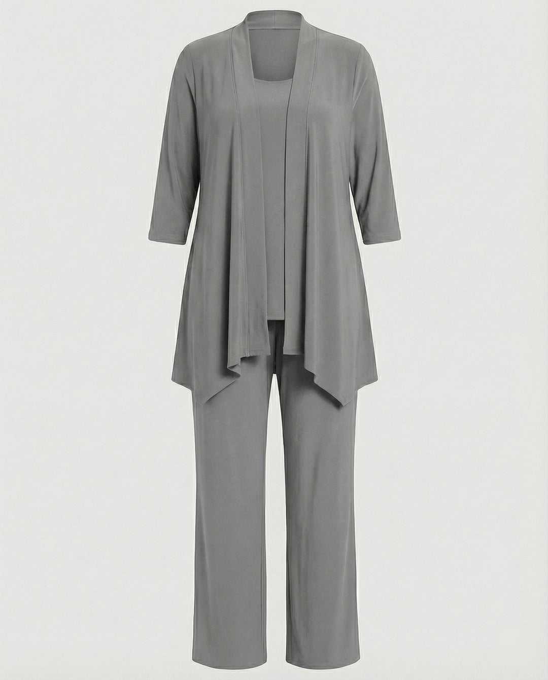 Elegant women's office wear: three-piece tailored pantsuit set, a professional outfit for modern women.