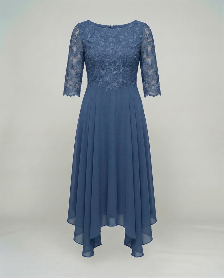 Women's elegant embroidered midi dress, ideal for wedding guests, parties, or formal events.