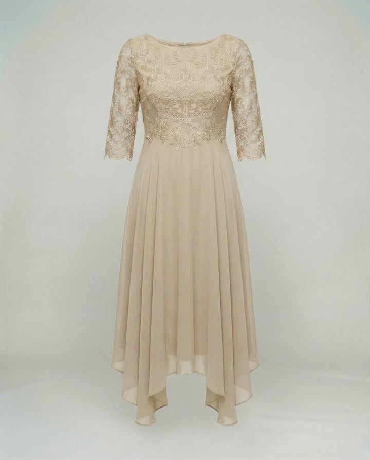 Stunning flowy midi dress for women, an elegant choice for wedding guests and formal celebrations.