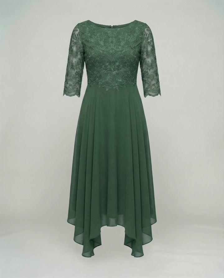 Beautiful women's midi wedding guest dress. Elegant, embroidered, and perfect for special occasions.