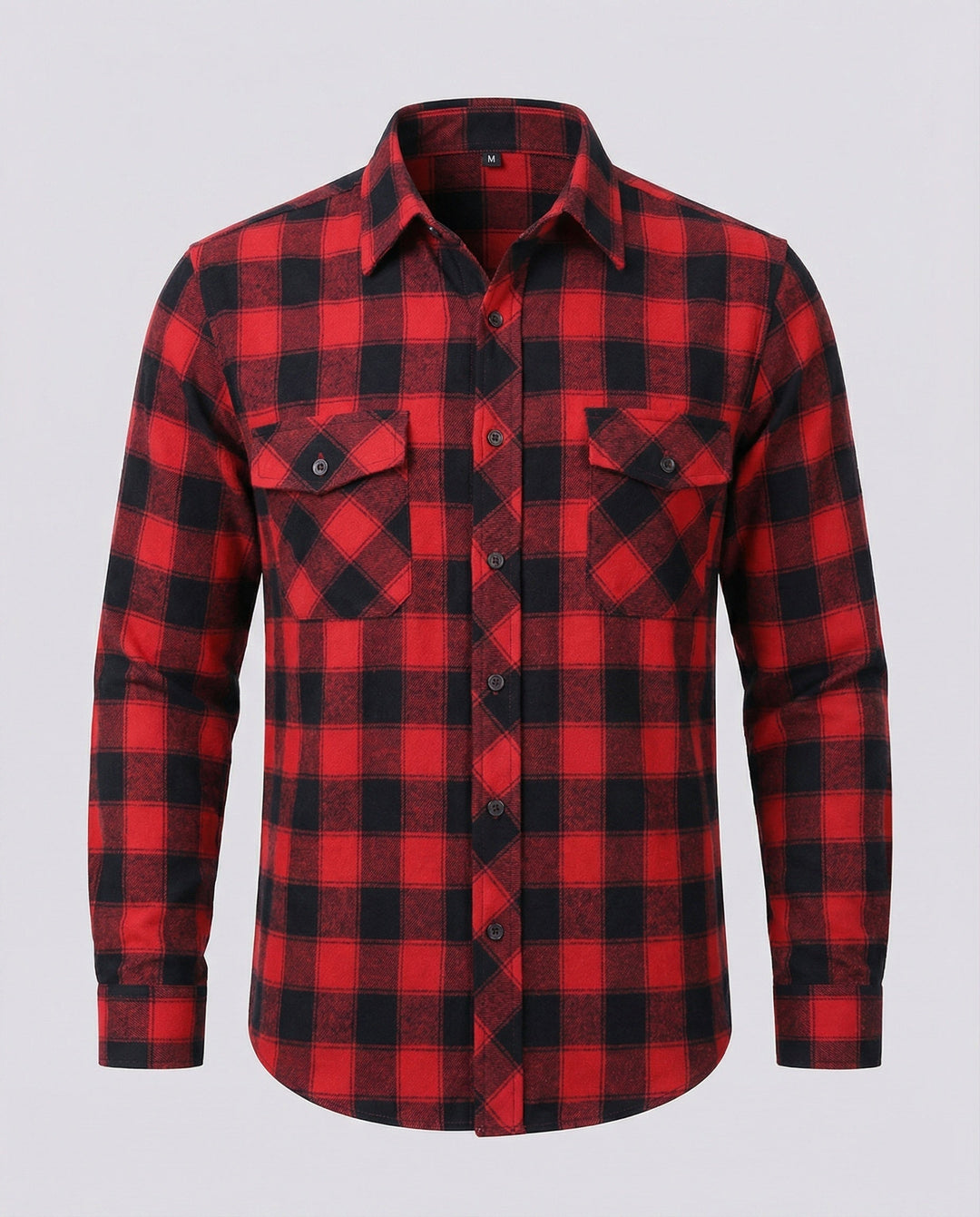 Collared men's checked casual shirt with front buttons, long sleeve, for a smart-casual look.
