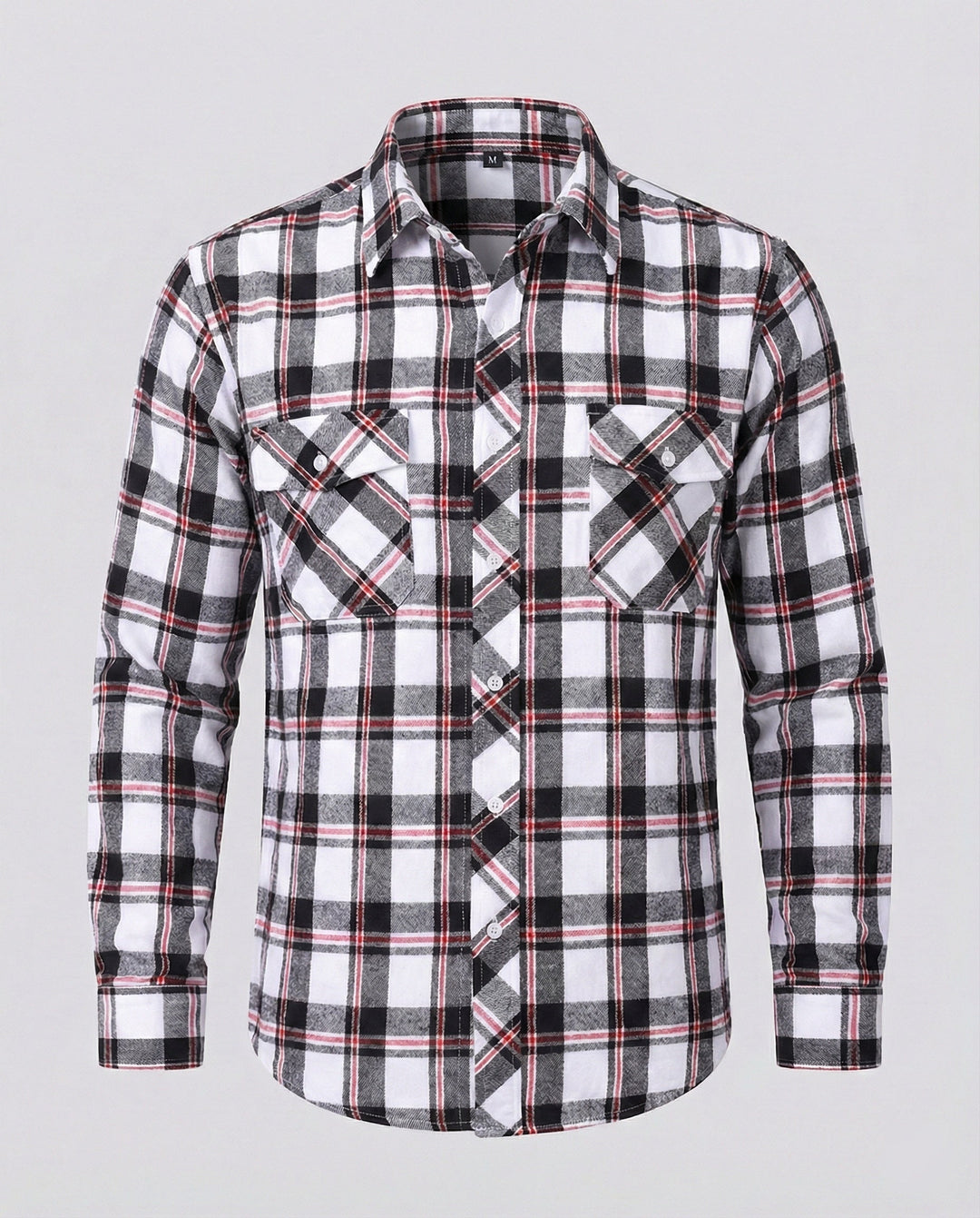 Durable men's plaid button-up shirt, long sleeve, suitable for work or leisure, versatile everyday wear.