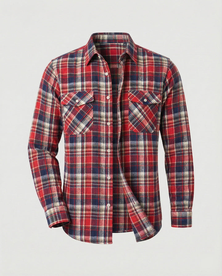 Trendy men's checked casual button-up, a versatile staple for modern menswear and daily wear.