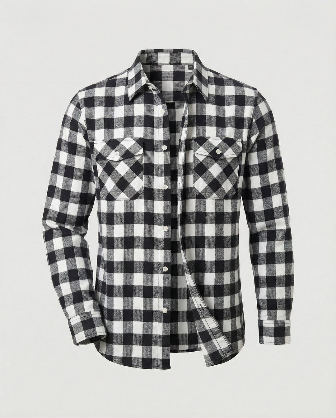 Bold plaid pattern men's casual button-up shirt, a stylish and versatile layering piece.