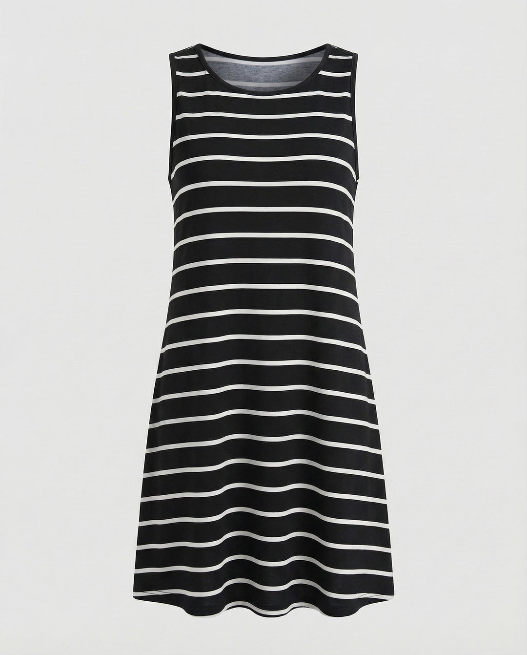 Chic and flowy women's sleeveless dress, vibrant artistic print for casual summer elegance.