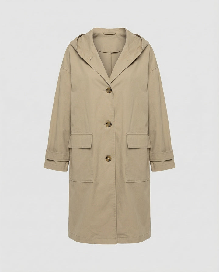 Stylish women's long waterproof trench coat, a classic and elegant rain jacket for ultimate windproof protection.