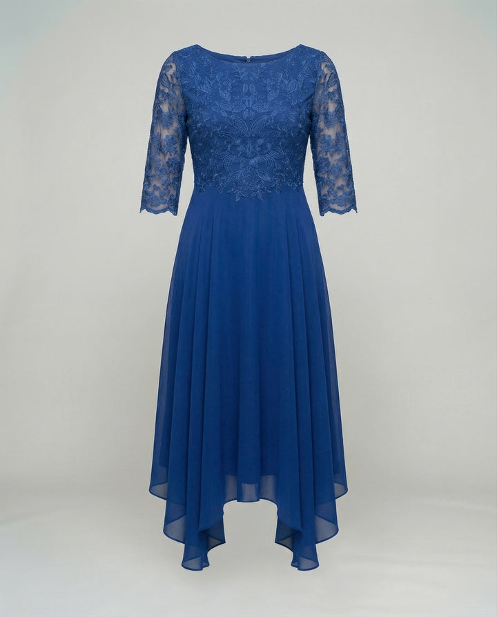 Stylish women's elegant midi dress. Perfect celebration attire, ideal for wedding guests and parties.