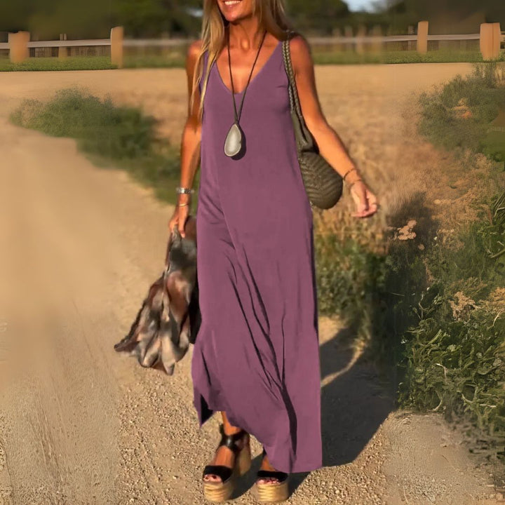 Beautiful women's maxi dress with V-neck, suitable for diverse occasions from casual to formal.