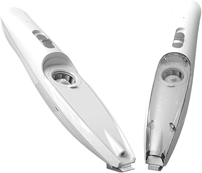 Pet grooming vacuum trimmer for cats & dogs. Silent, cordless pet hair clippers with fur collector for easy home use.