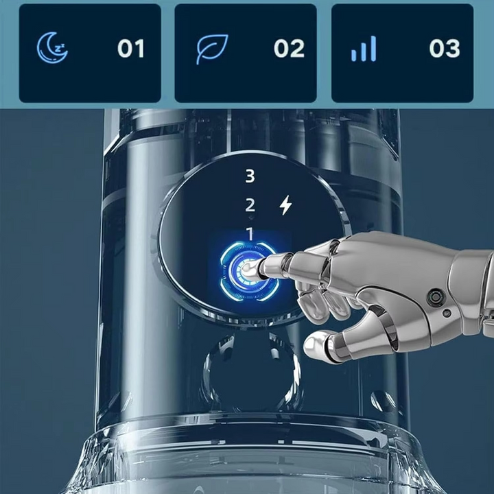 Compact personal portable air conditioner with cooling fan for desk, office, bedroom, or home use.