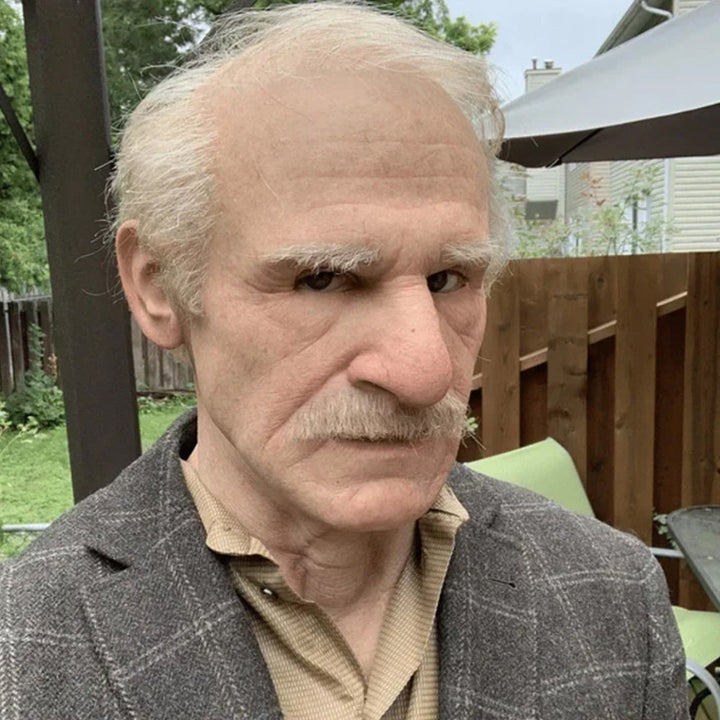 Realistic latex old man mask for Halloween.