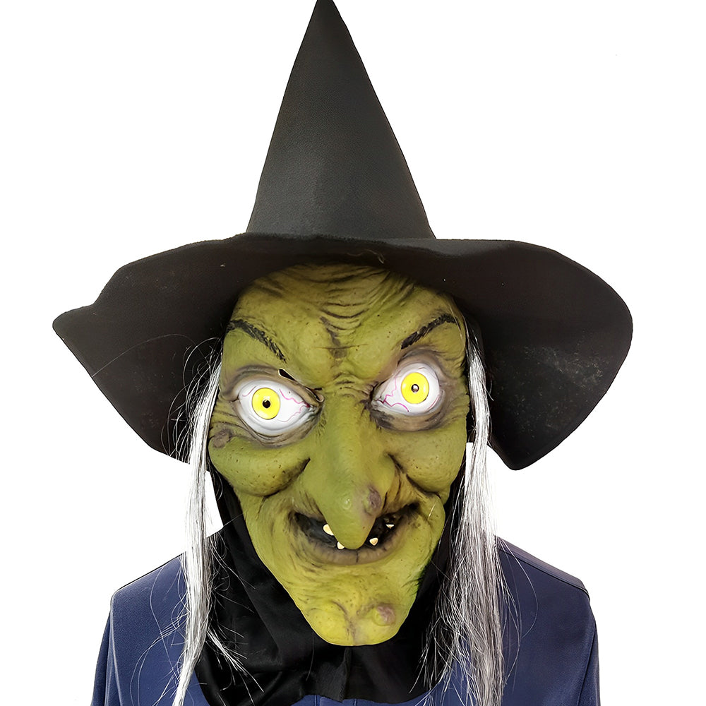 Granny character latex mask, realistic and detailed for Halloween.