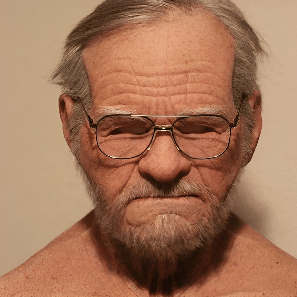 Full-head realistic latex old man mask, ideal for any character costume.
