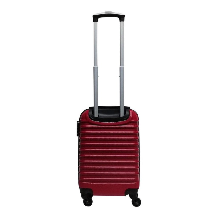 Stylish red 2-piece hard shell travel suitcase set. Rolling carry-on & checked baggage for easy travel.