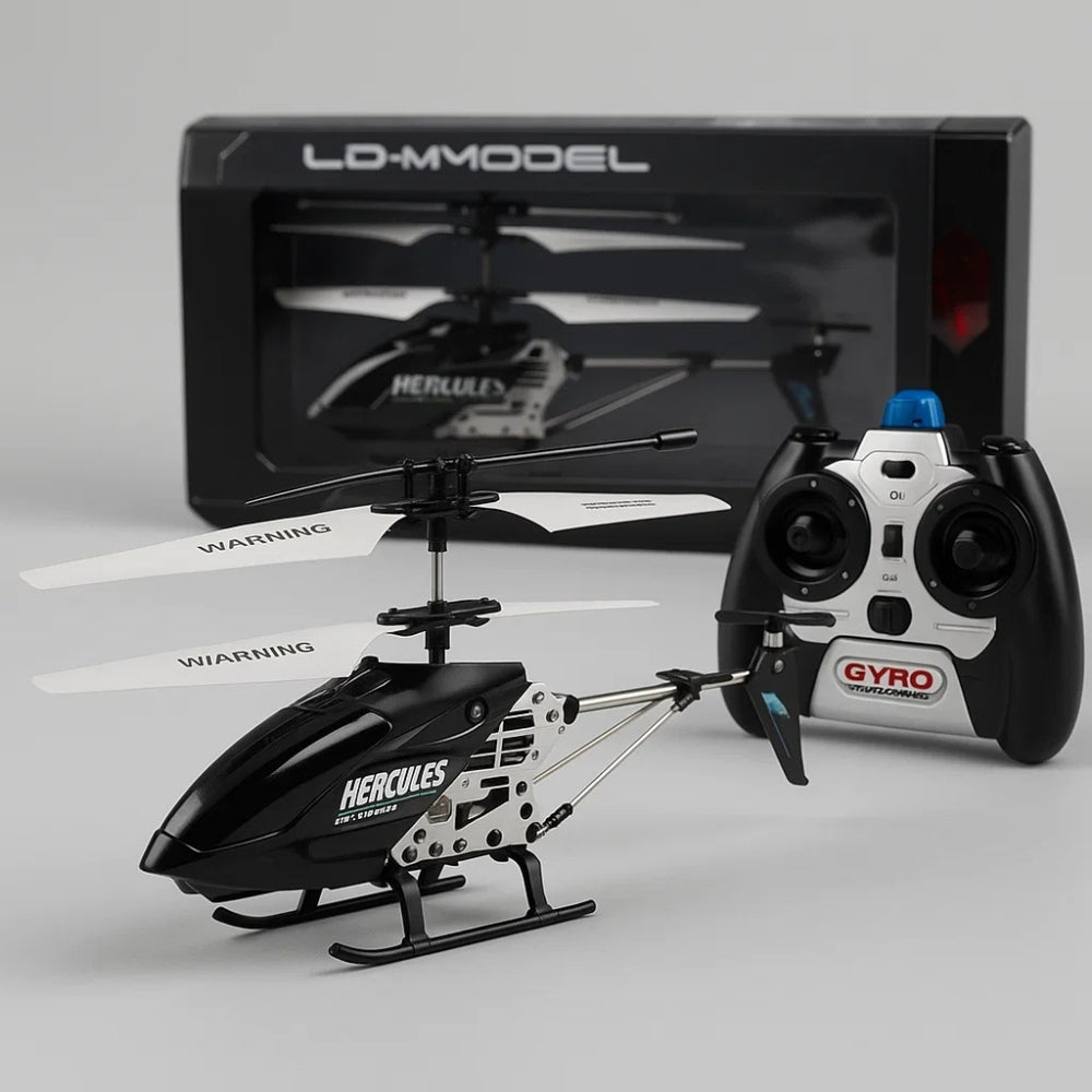 Red Hercules Unbreakable Mini RC Helicopter with Gyro, robust design, vivid hue, metal frame, ideal for kids and beginners.