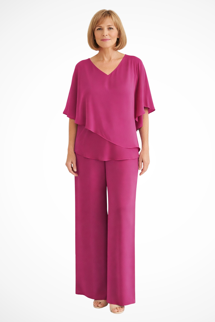 Stylish women's two-piece wide leg pants set, a versatile matching outfit for spring & summer.