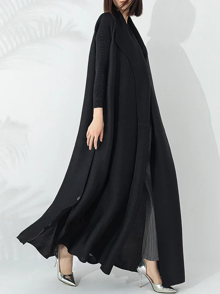 Fashionable women's A-line coat with a defined belted waist and sleek funnel neck. Ideal for cold weather.