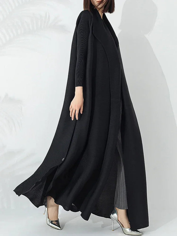 Fashionable women's A-line coat with a defined belted waist and sleek funnel neck. Ideal for cold weather.