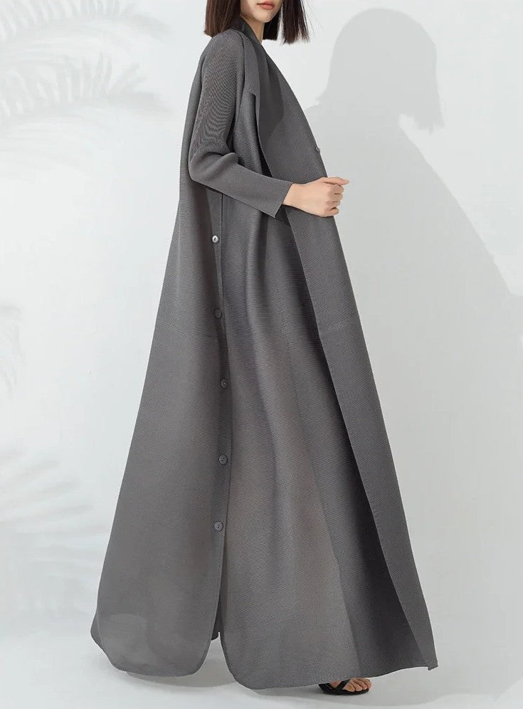 Chic women's long A-line coat featuring a flattering belted waist and sophisticated funnel neck design.