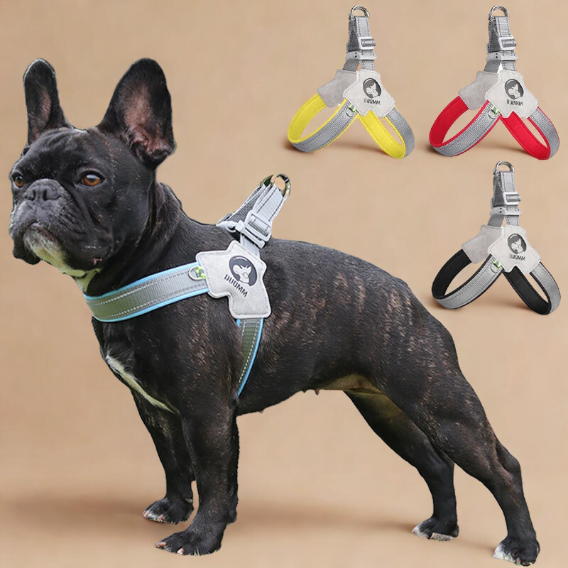 Reflective dog harness for safe walks. Breathable, no-pull design ensures comfort & control for your pet.