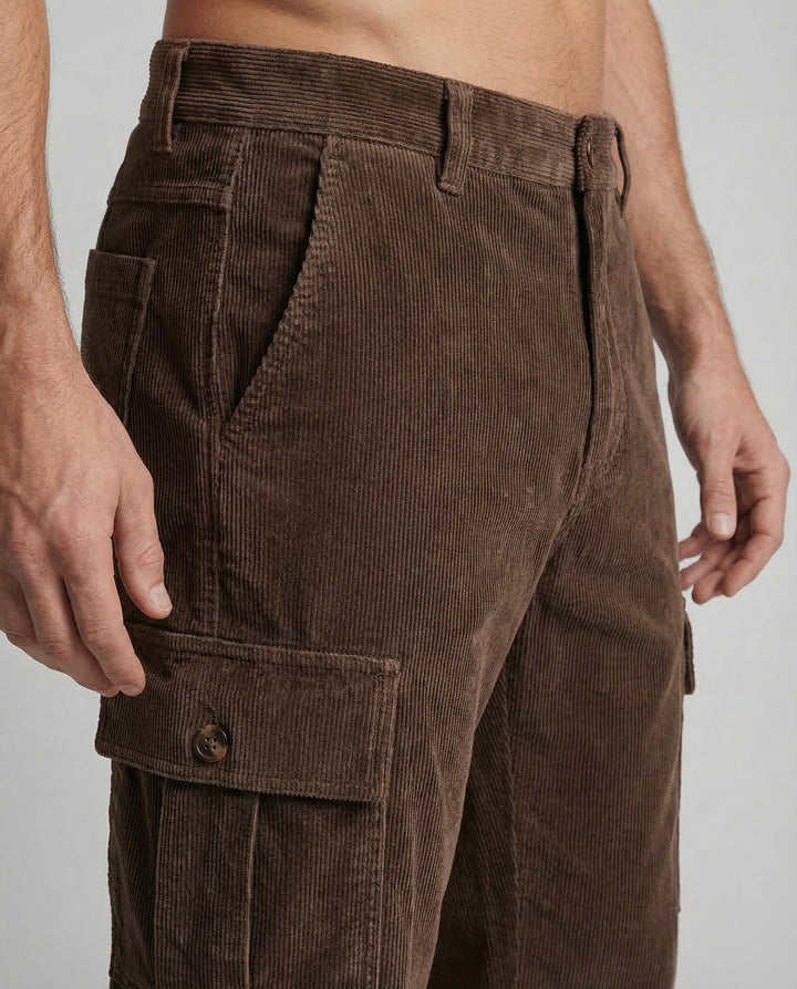 Stylish men's multi-pocket cargo trousers, perfect for outdoor activities or a relaxed, casual look.