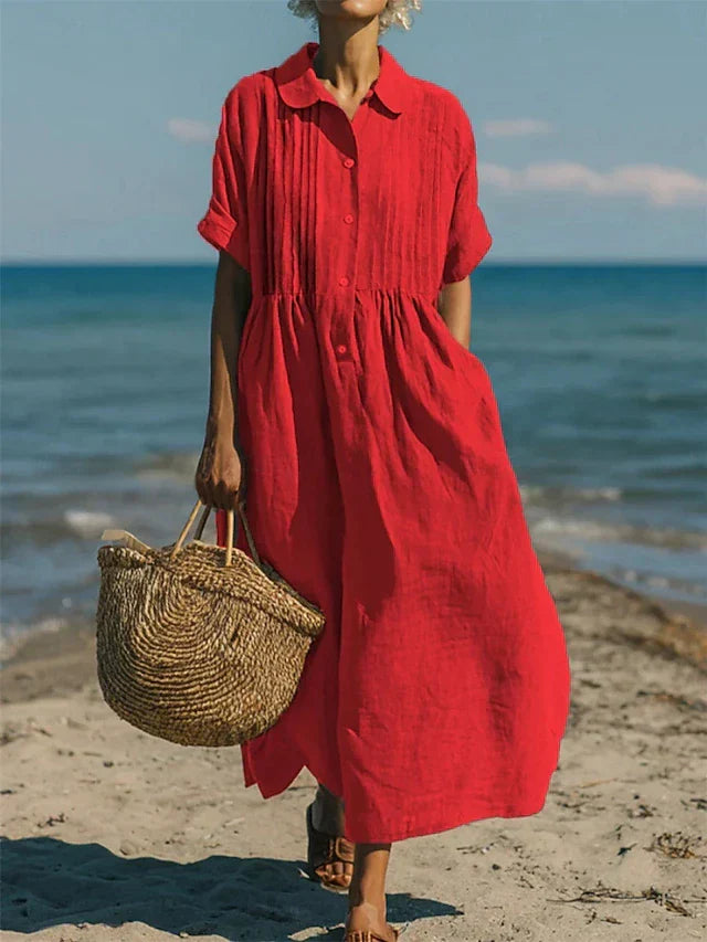 Versatile women's pintuck shirt maxi dress for easy styling, suitable for both casual and smart casual occasions.