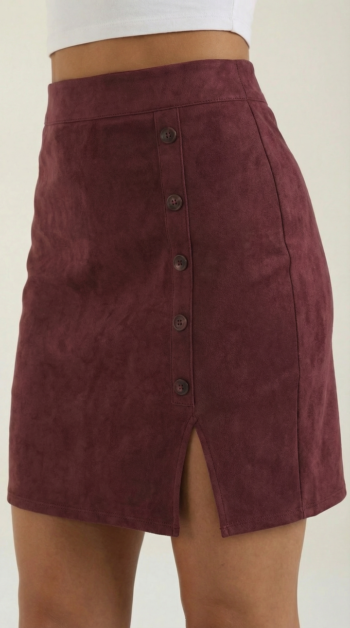 Versatile women's mini skirt: high-waisted, buttoned, perfect for chic everyday and party fashion.