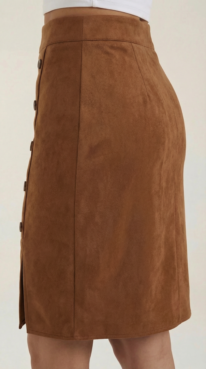 Hope women's elegant buttoned mini skirt, a versatile high-waisted fashion piece for all occasions.