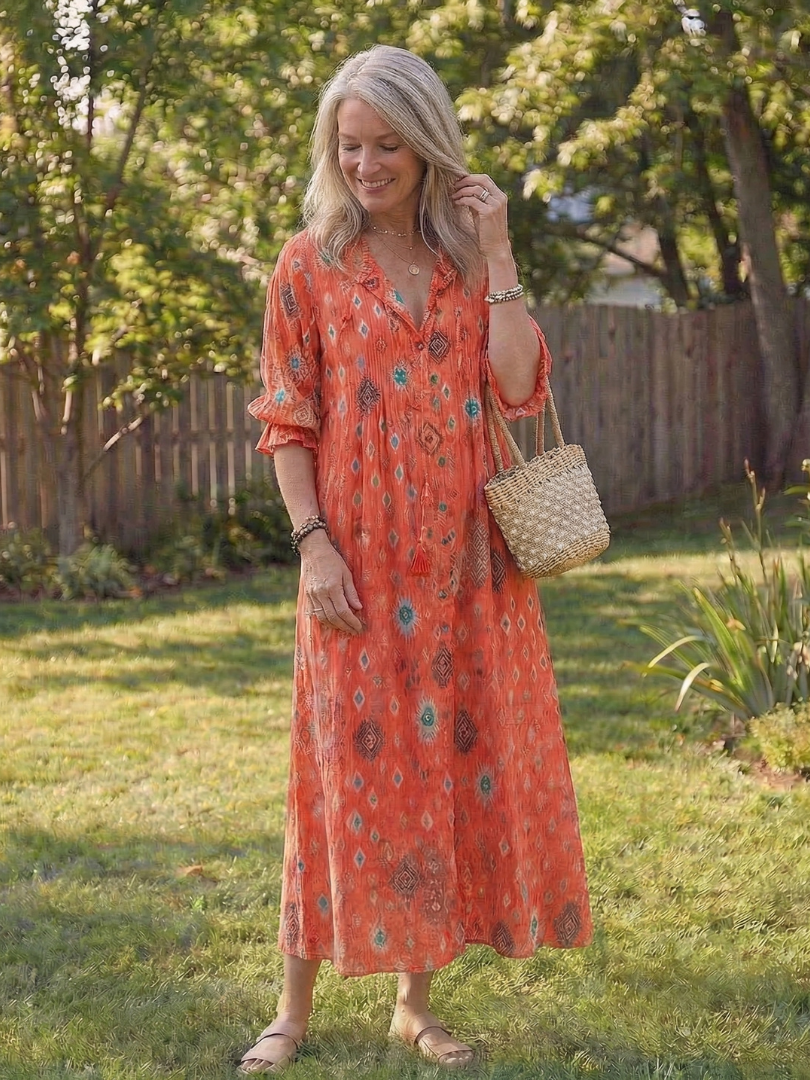 Button-front midi sundress with beautiful floral patterns, ideal for women seeking a casual yet chic look.