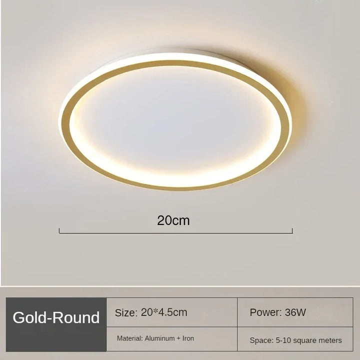"Round LED ceiling light with Nordic design, offering soft illumination for modern living spaces, made of metal and glass."