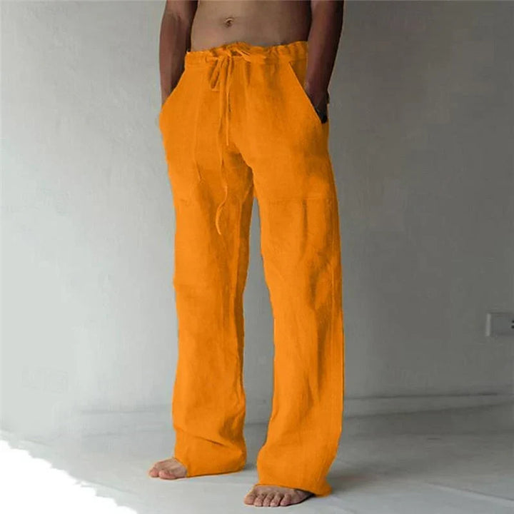 Baggy fit men's casual pants, providing a relaxed, loose silhouette. Stylish and comfortable for warm weather.